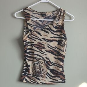 Max Edition Animal Print Sleeveless Top - Tan and Black